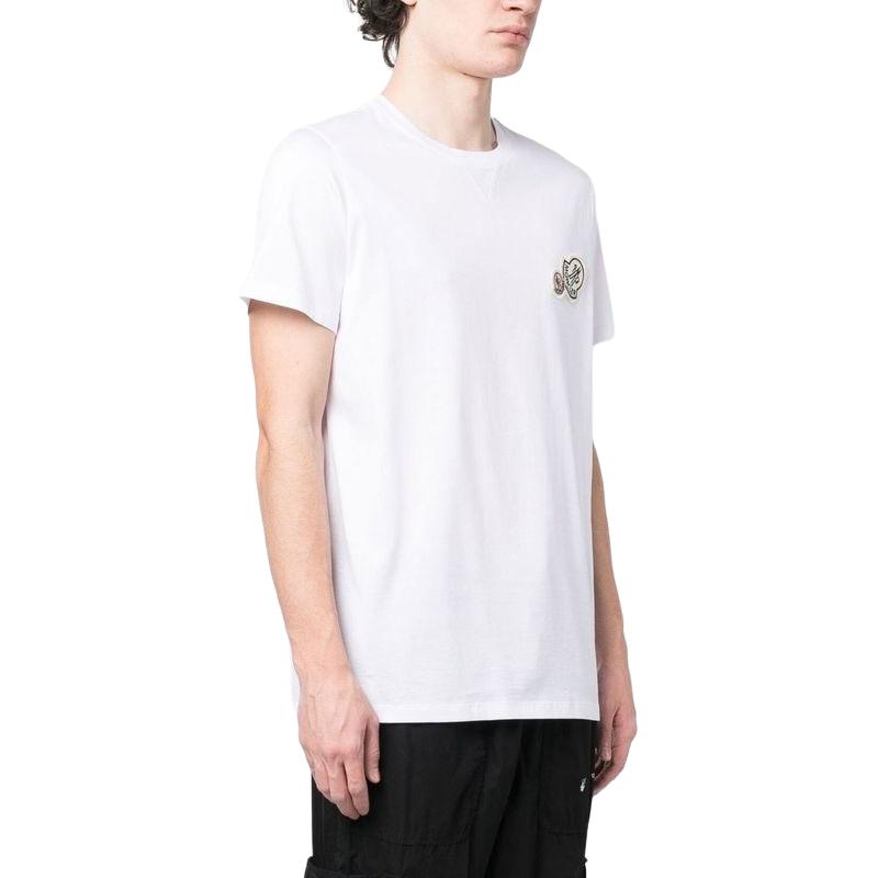 Purchase Moncler SS24 Camiseta Blanca Unisex Cuello Redondo con Doble Logo Patch J10918C000588390Y001