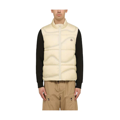 Moncler SS24 White Zip-Up Sleeveless Vest for Men J10911A001195396L038