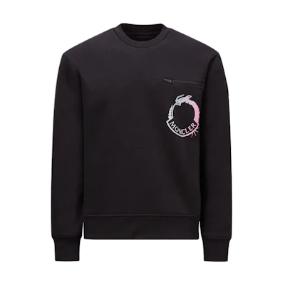 Moncler SS24 Year of the Dragon Fleece Crewneck Sweatshirt Black J10918G00027899RB999