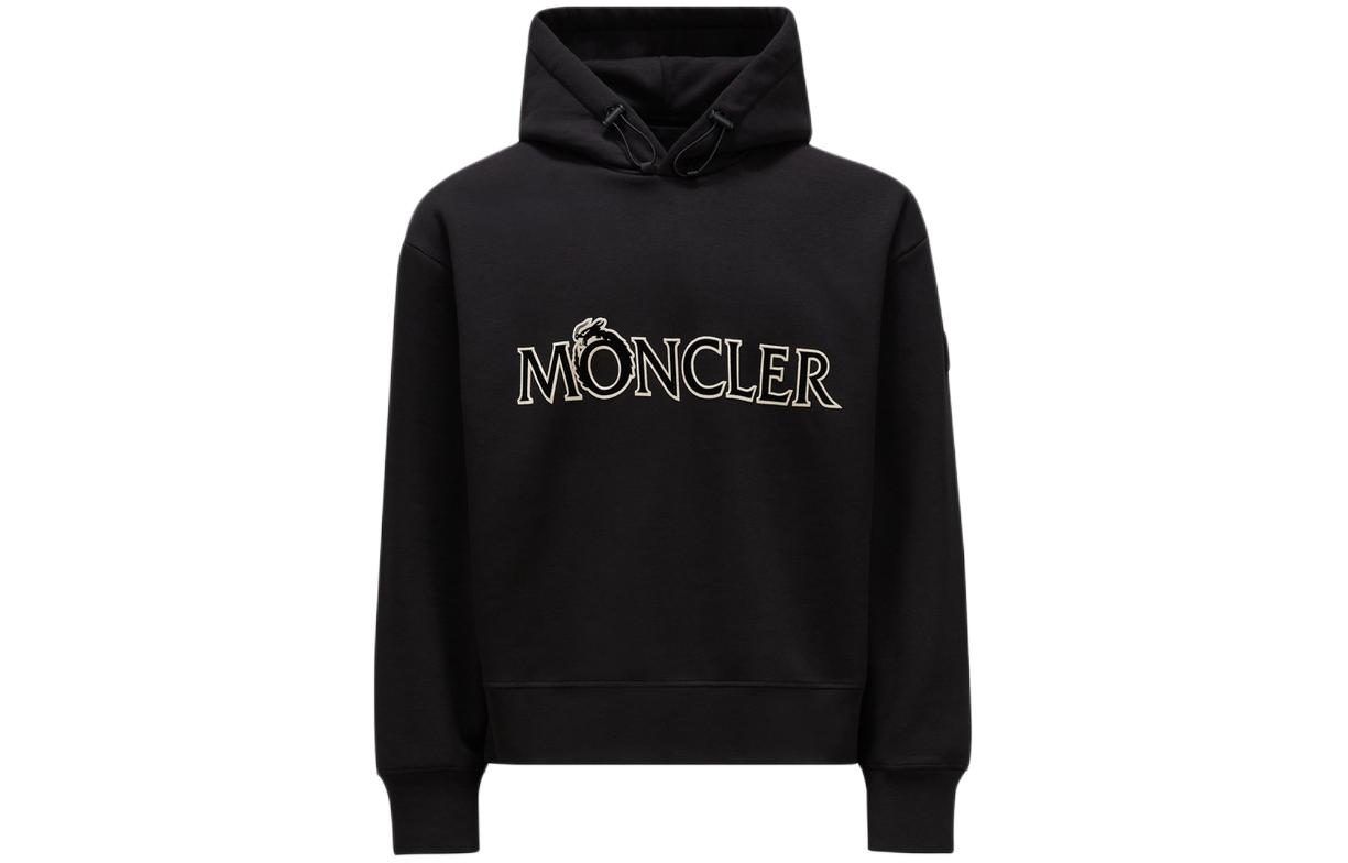 Moncler SS24 Year of the Dragon Fleece Hoodie Black Pullover J10918G00025899RB999
