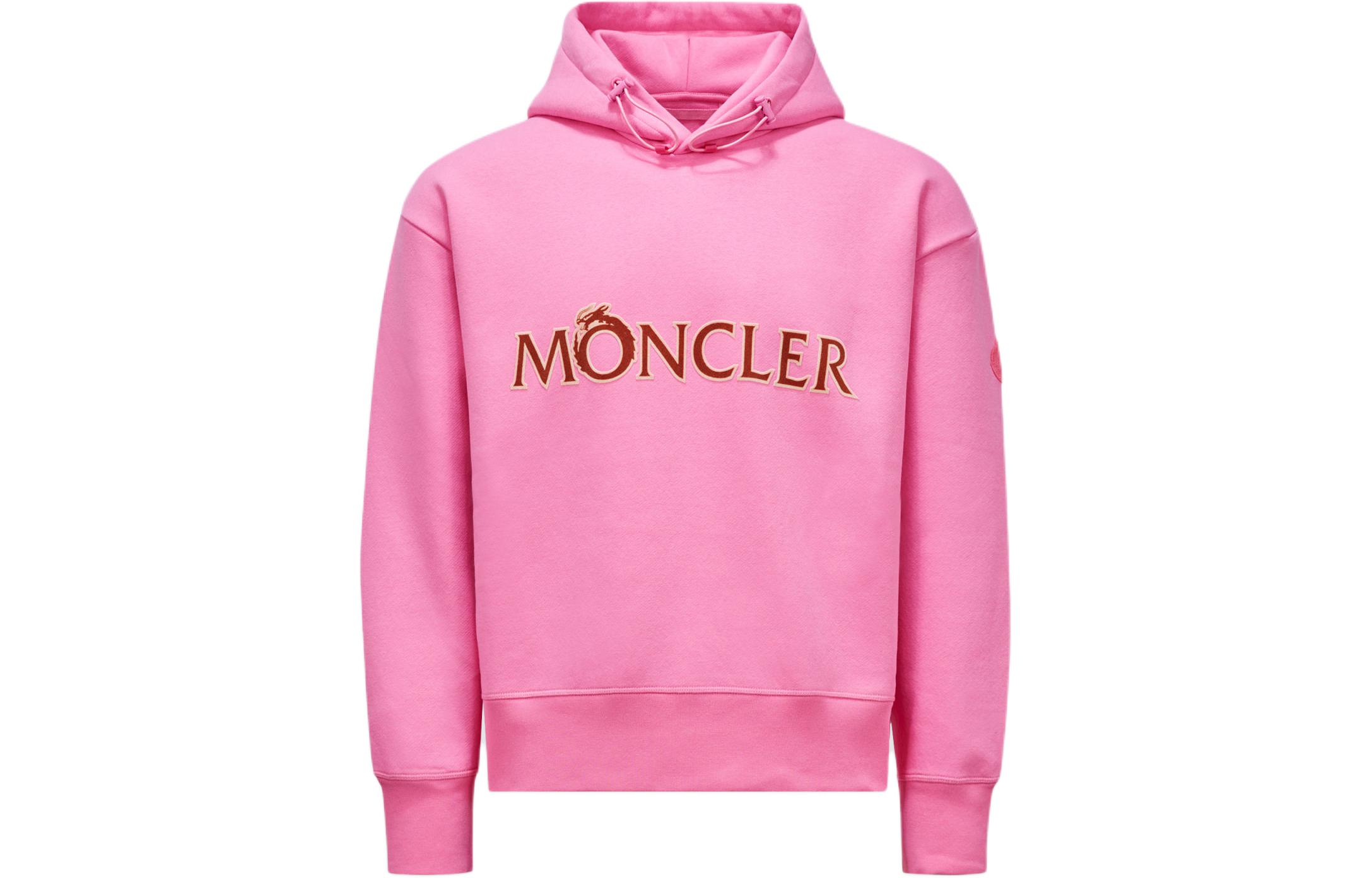 Moncler SS24 Year of the Dragon Pink Cotton Hoodie for Men. J10918G00025899RB528