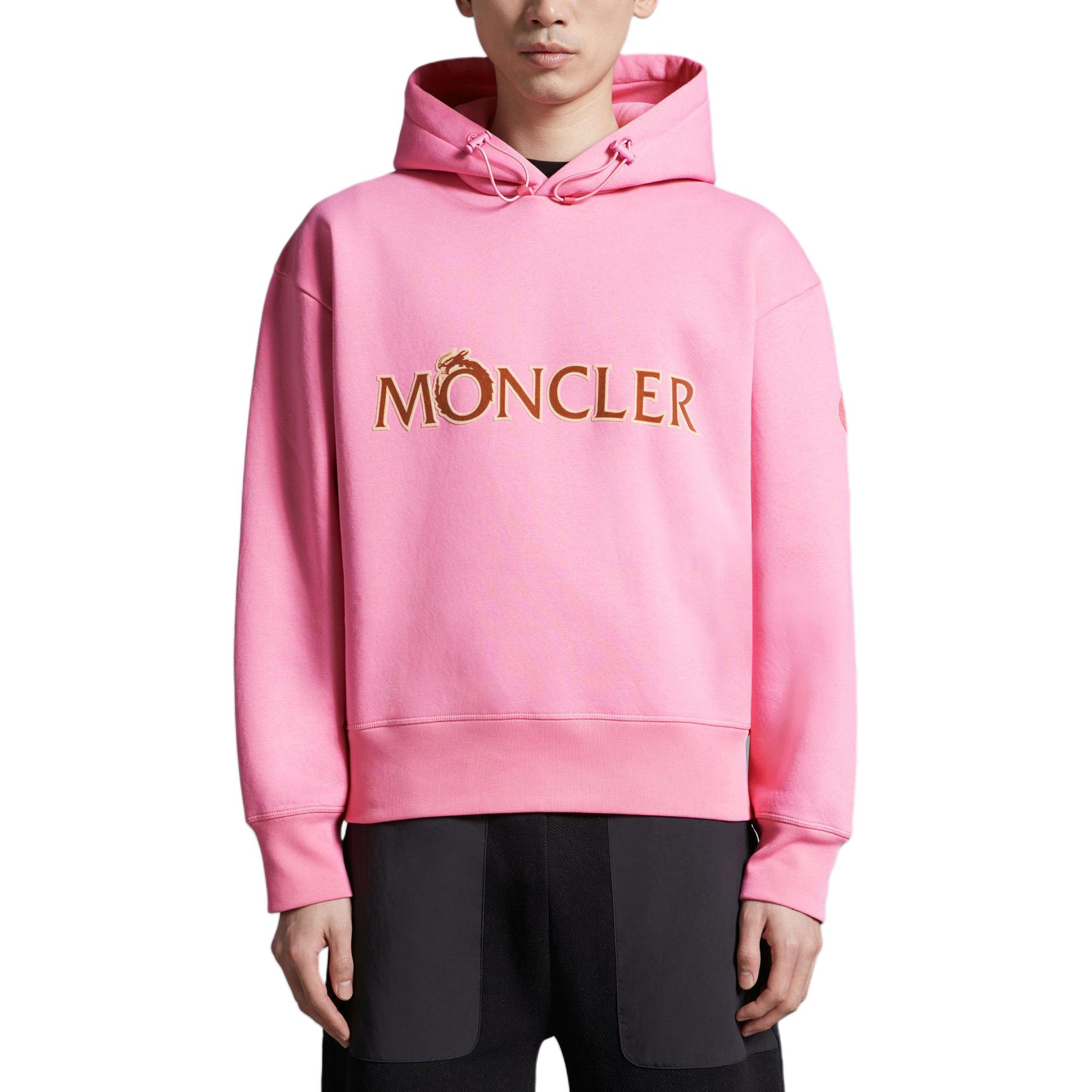 Lookbook Moncler SS24 Tahun Naga Hoodie Lelaki Kapas Pink. J10918G00025899RB528