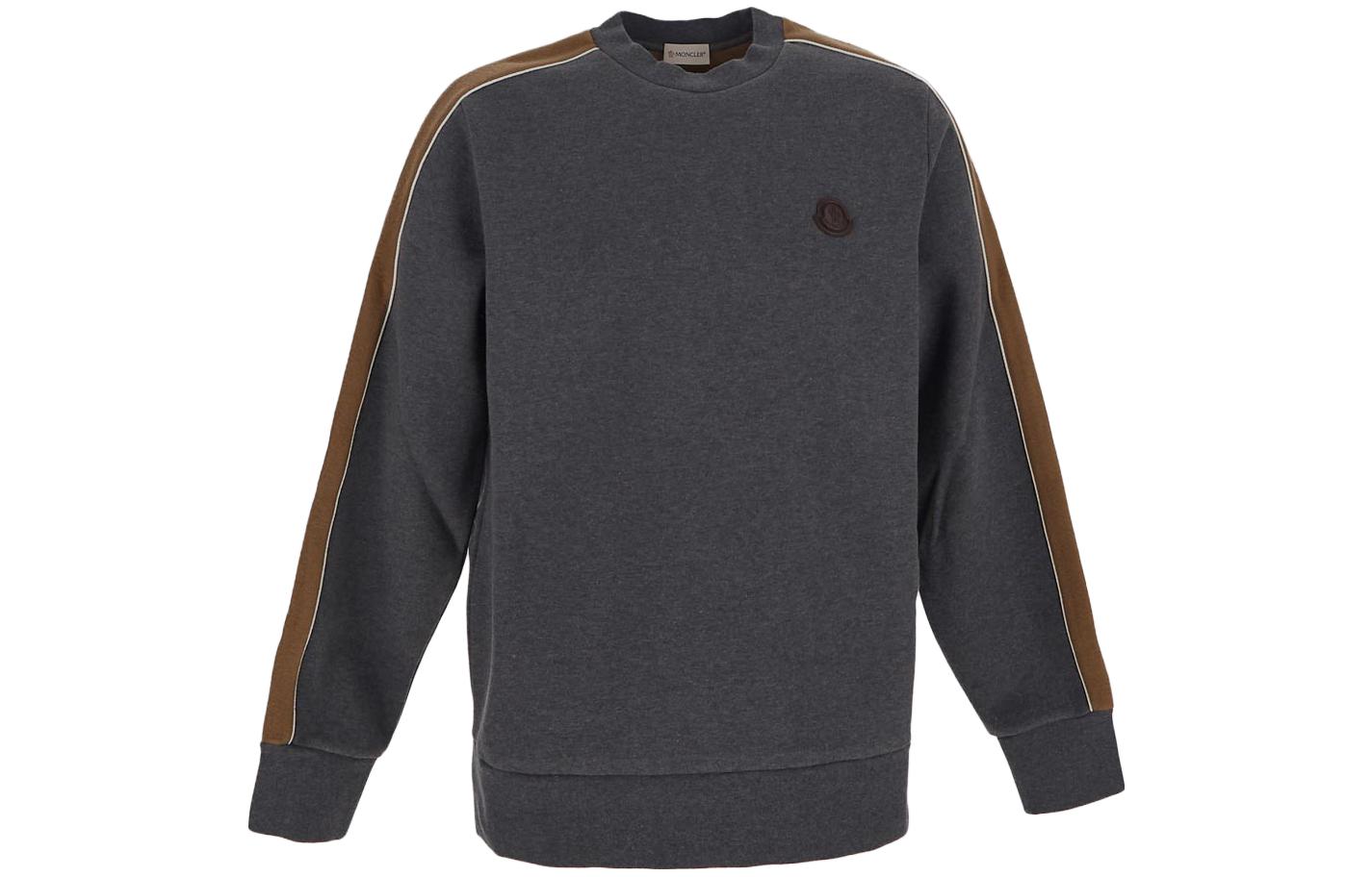 Moncler Striped Crewneck Pullover Sweatshirt Men’s Grey I20918G0007289A7C935