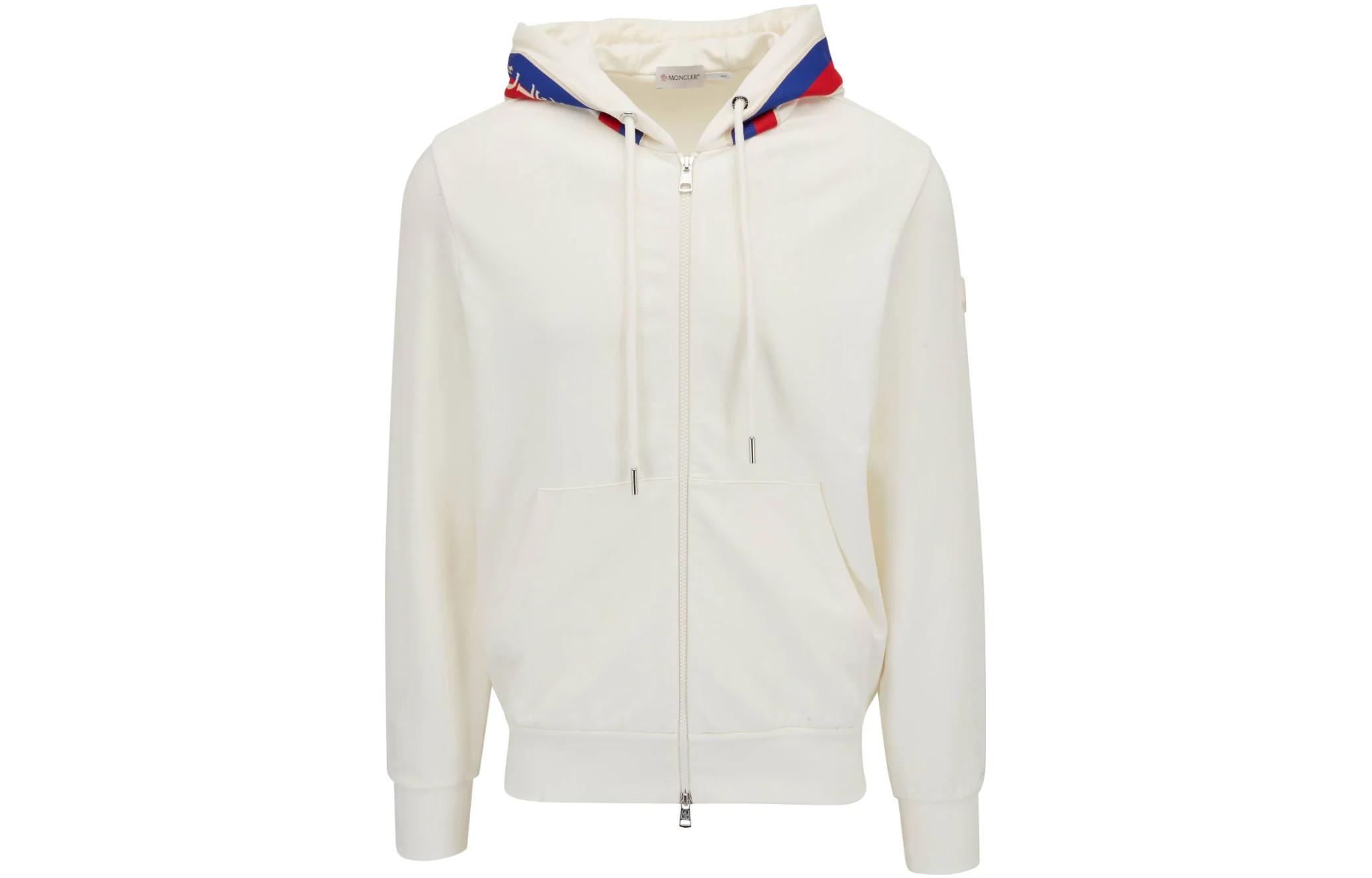 Moncler Striped Detail Hooded Jacket White - 8G00054899YE031