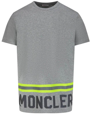 Moncler Striped Logo Print Short Sleeve T-Shirt Grey 0918C739208390T984 Lookbook Moncler Striped Logo Print Short Sleeve T-Shirt Grey 0918C739208390T984