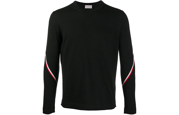 Moncler Striped Print Crewneck Sweatshirt Black F20919C74200A9442