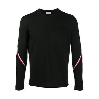Moncler Striped Print Crewneck Sweatshirt Black F20919C74200A9442