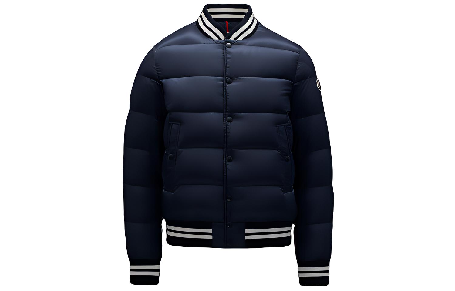 Moncler Striped Ribbed Knit Puffer Jacket Unisex Blue G20911A0017053334