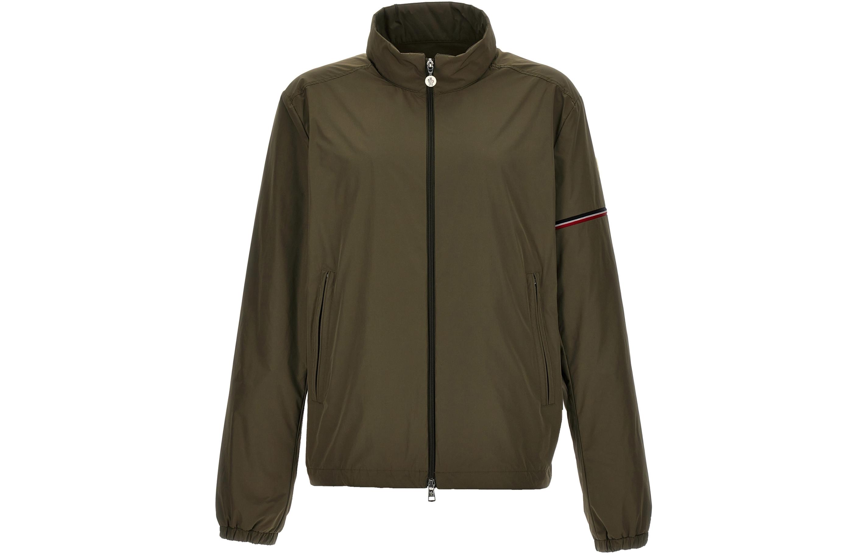 Moncler Striped Stand-Collar Double-Zip Jacket Military Green - 1A0011854A91823