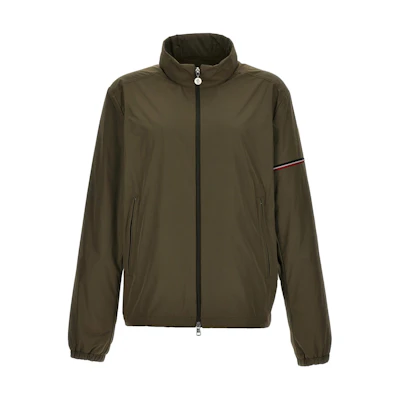 Moncler Striped Stand-Collar Double-Zip Jacket Military Green - 1A0011854A91823