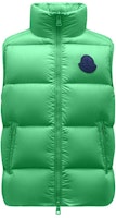 Moncler Sumida Green Down Padded Sleeveless Vest with Front Logo Patch. 1A0003453A0E84I Moncler Sumida Green Down Padded Sleeveless Vest with Front Logo Patch. 1A0003453A0E84I