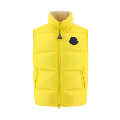 Moncler Sumido Unisex Yellow Zip-Up Vest with Logo and Stand Collar 1A00163595GJ142