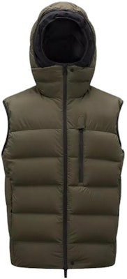 Moncler Tamega Olive Hooded Sleeveless Vest Casual Outerwear. I20911A00178596K7818 Order Moncler Tamega Olive Hooded Sleeveless Vest Casual Outerwear. I20911A00178596K7818
