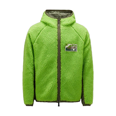 Moncler Teddy Fleece Zip-Up Hoodie Bright Green. I20978G0001089A0L8B7