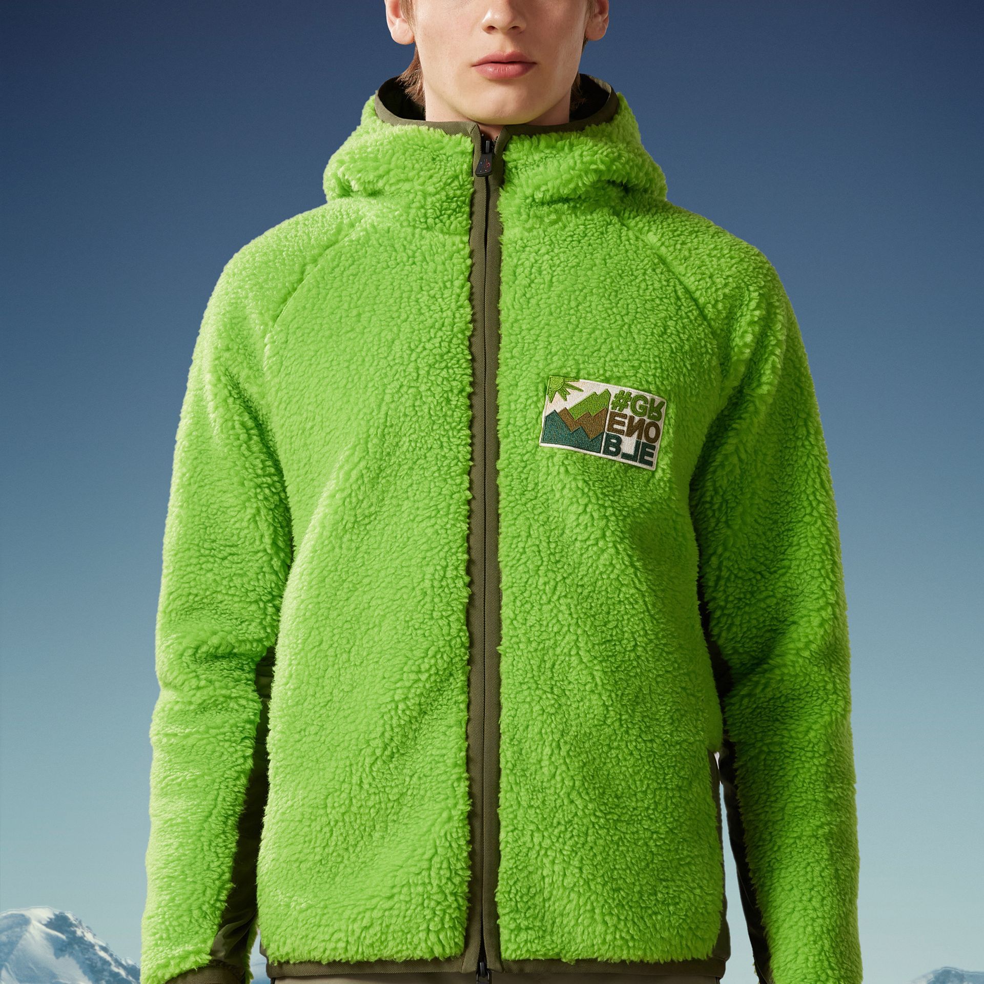 Moncler Teddy Fleece Zip-Up Hoodie  Bright Green. I20978G0001089A0L8B7 圖 3