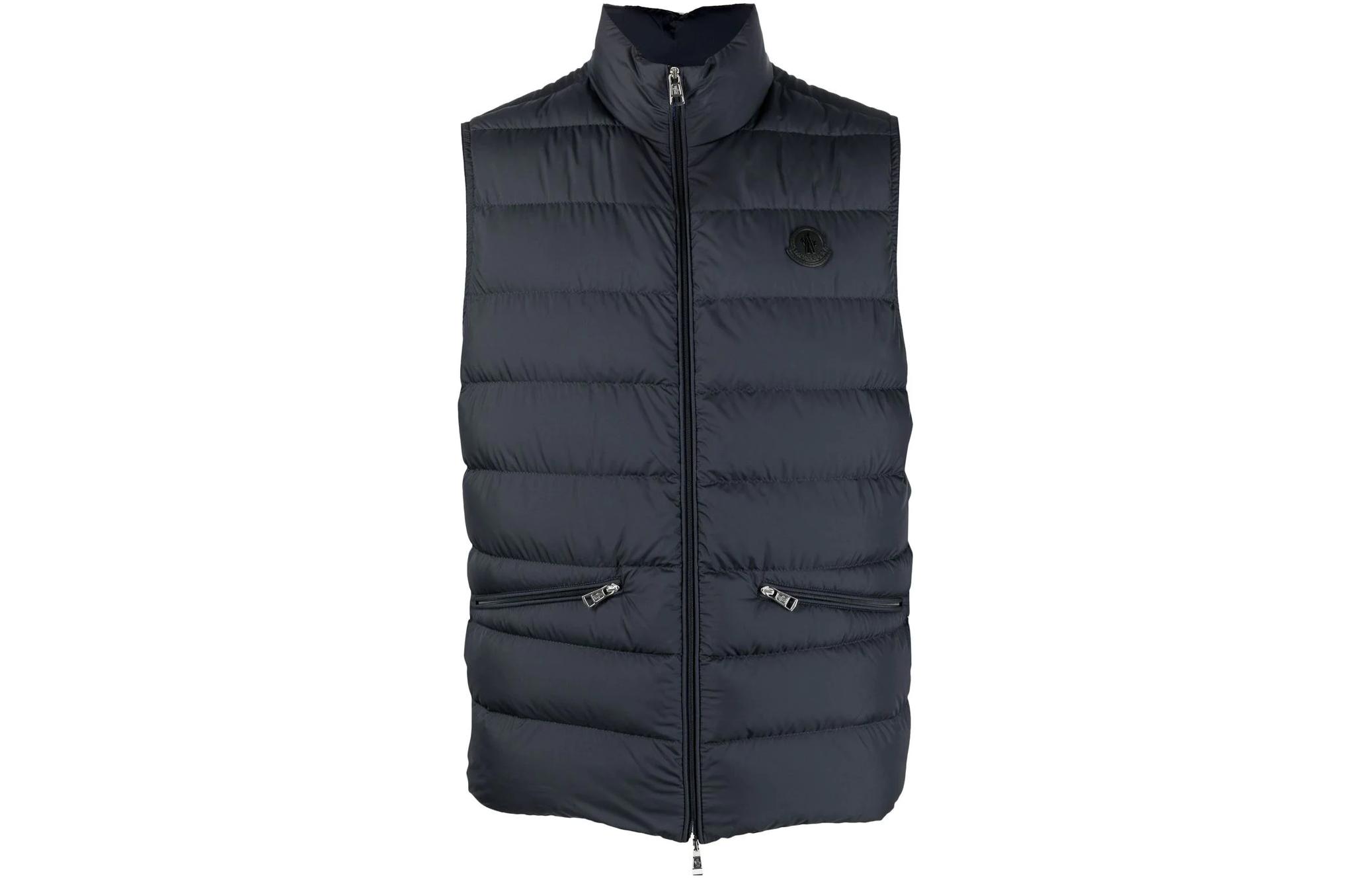 Moncler Theompan FW22 Quilted Logo Puffer Vest Black Mens. H20911A00277549SK999