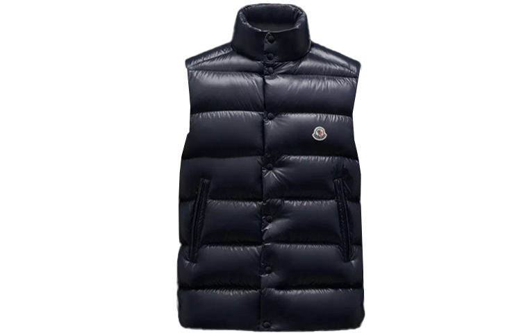 Moncler Tibb Logo Print Navy Blue Down Vest Sleeveless Puffer Jacket 1A0009668950742 圖 2
