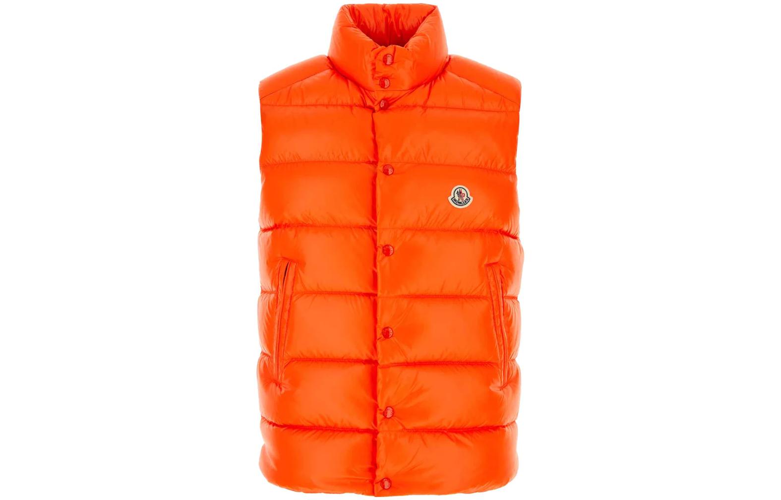 Moncler Tibb Series  Orange Slim Fit Sleeveless Vest with Stand Collar. 1A0009668950326