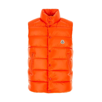 Moncler Tibb Series Orange Slim Fit Sleeveless Vest with Stand Collar. 1A0009668950326