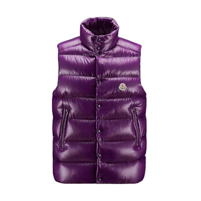 Moncler Tibb Series Unisex Down Vest - Solid Color, Stand Collar, Purple. H20911A000966895061C
