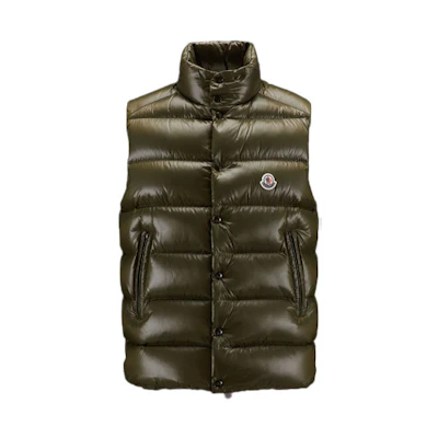Moncler Tibb Unisex Down Vest Green - Solid Color with Stand Collar H20911A0009668950833
