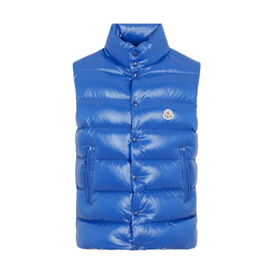 Moncler Tibb Unisex Sleeveless Vest Blue - Solid Color Stand Collar Jacket 1A000966895074K