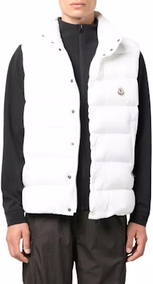Chaleco Acolchado Blanco Moncler Tibb para Hombre con Logo Sólido. 0911A0009668950032 Lookbook Chaleco Acolchado Blanco Moncler Tibb para Hombre con Logo Sólido. 0911A0009668950032