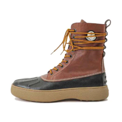 Moncler TOD'S Moncler Leather 'CMFT Logo Strap' Ankle Boot 'Black Brown'