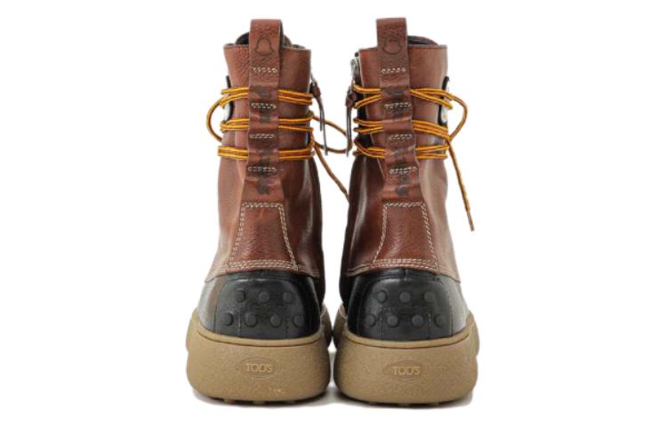 Shop モンクレール TOD'S コラボ レザーアンクルブーツ (黒茶) H209L4F00020M2623P39