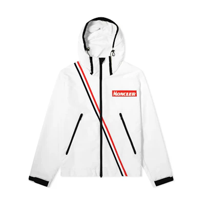 Moncler Trakehner Embroidered Lettering Zip Hoodie Jacket White () 0914113785539N3032