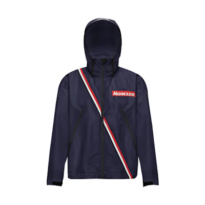 Moncler Trakehner Embroidered Zip Hoodie Jacket Men Navy Blue 0914113785539N3742