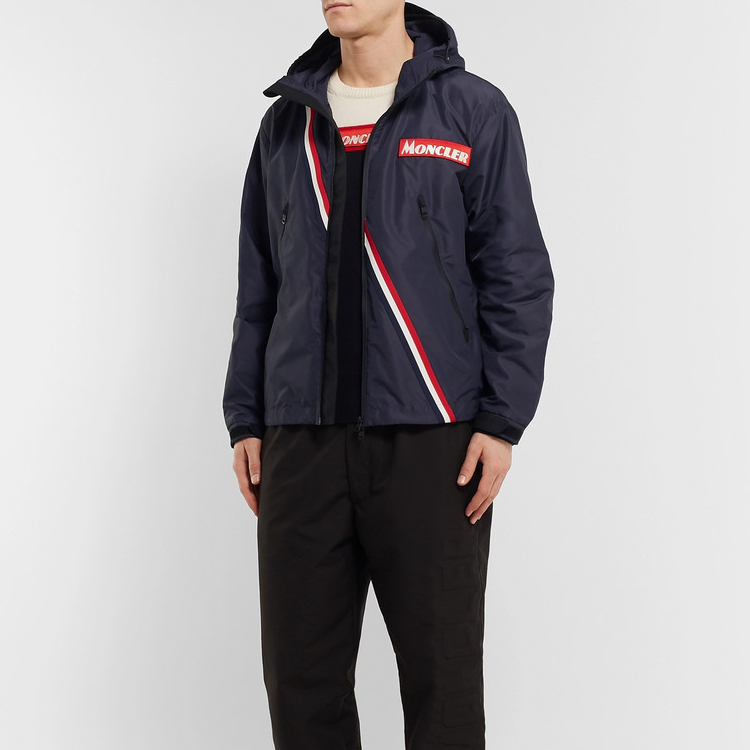 Details for Moncler Trakehner Embroidered Zip Hoodie Jacket Men Navy Blue 0914113785539N3742