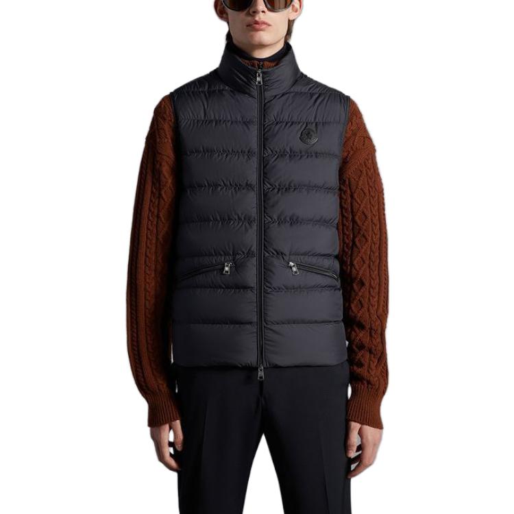 Lookbook Moncler Treompan Rompi Navy Biru dengan Saku Ritsleting I20911A00170549SK779