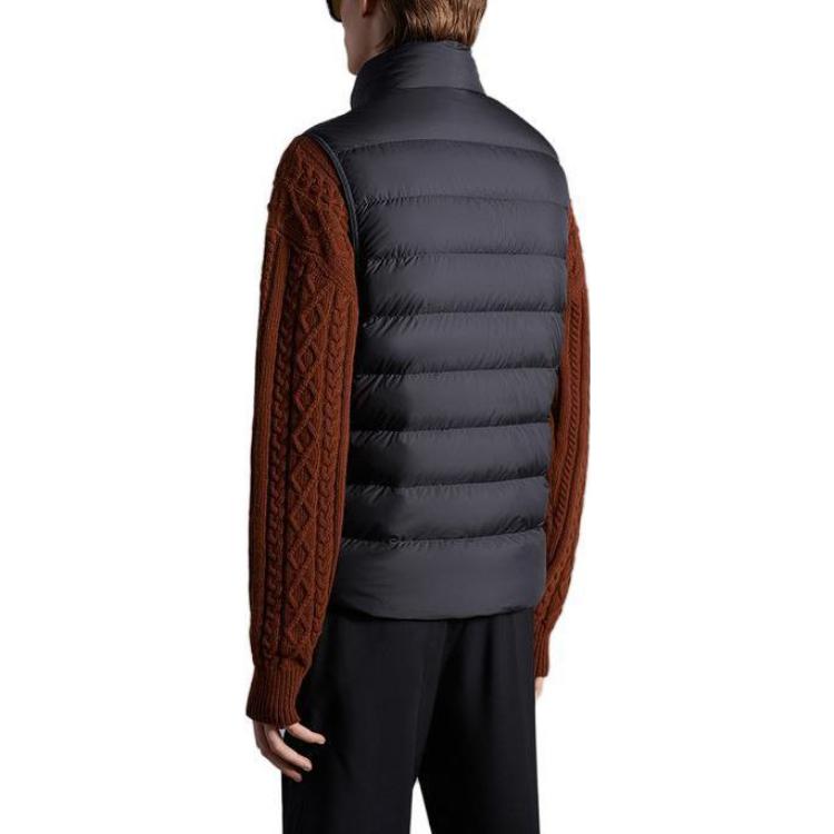 Shop Moncler Treompan Rompi Navy Biru dengan Saku Ritsleting I20911A00170549SK779