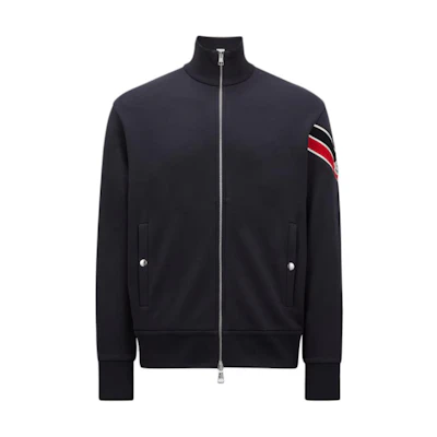Moncler Tricolor Trim Zip Jacket Navy Blue for Men POIZON202406555