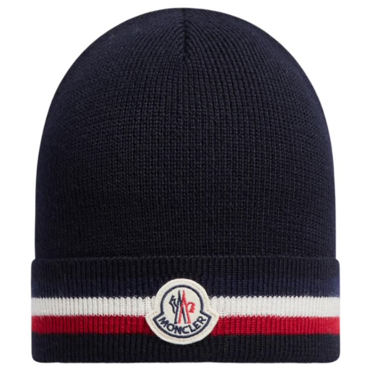 Moncler Tricolor Wool Knit Beanie Navy Blue  Hat. I20913B00065A9575742
