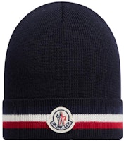 Moncler Tricolor Wool Knit Beanie Navy Blue Hat. I20913B00065A9575742 Moncler Tricolor Wool Knit Beanie Navy Blue Hat. I20913B00065A9575742