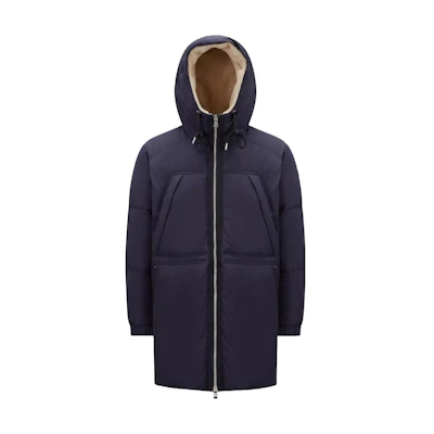 Moncler Truyere Parka Jacket Navy Long-Sleeve Hooded Zip Coat for Men I20911C0000454A9174S