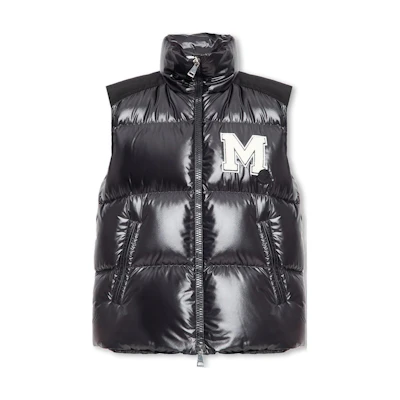 Moncler Unisex Down Jacket Matte Black with Logo Patch and Stand Collar. I20931A00017595ZJ999
