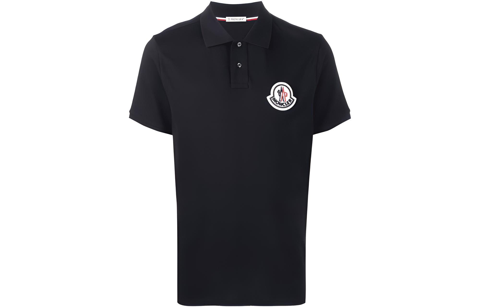 Moncler Unisex Plain Logo Polo Shirt - Navy Blue. 8A000158455677X