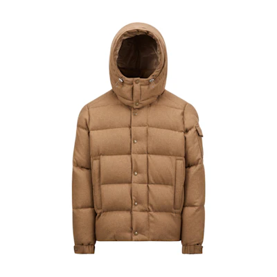 Moncler Unisex Short Wool Down Jacket with Detachable Hood in Light Brown. J20911A001575427224N