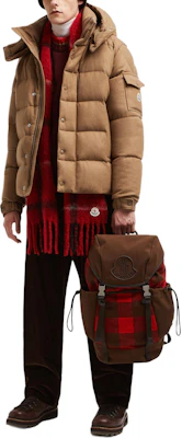 Moncler Unisex Short Wool Down Jacket with Detachable Hood in Light Brown. J20911A001575427224N Purchase Moncler Unisex Short Wool Down Jacket with Detachable Hood in Light Brown. J20911A001575427224N