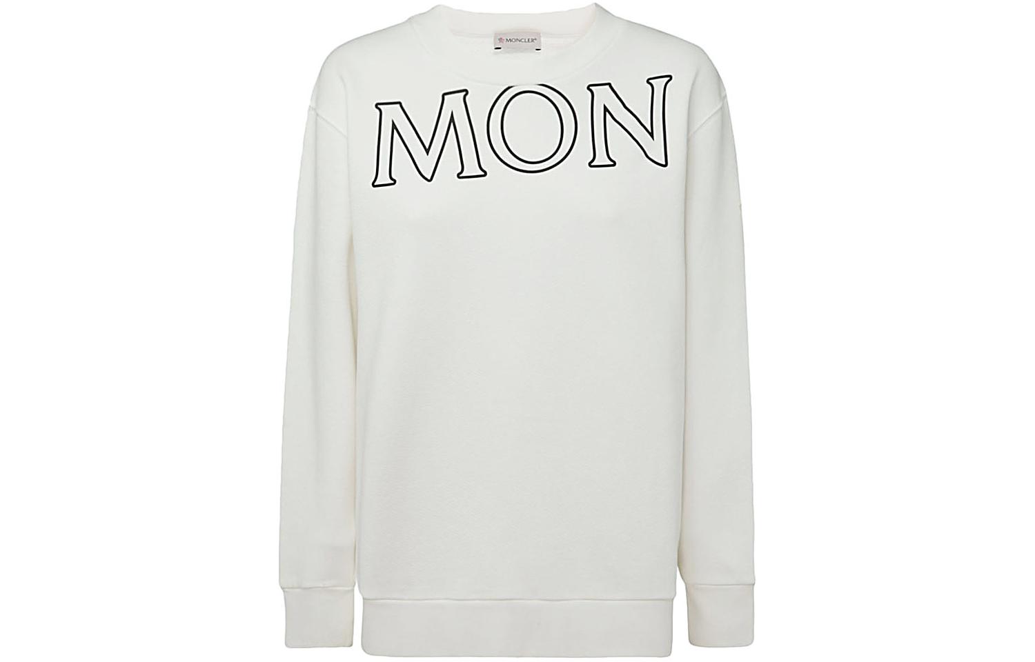 Moncler Unisex White Crewneck Sweatshirt with Solid Color Letter Print. H20938G00029809KX034
