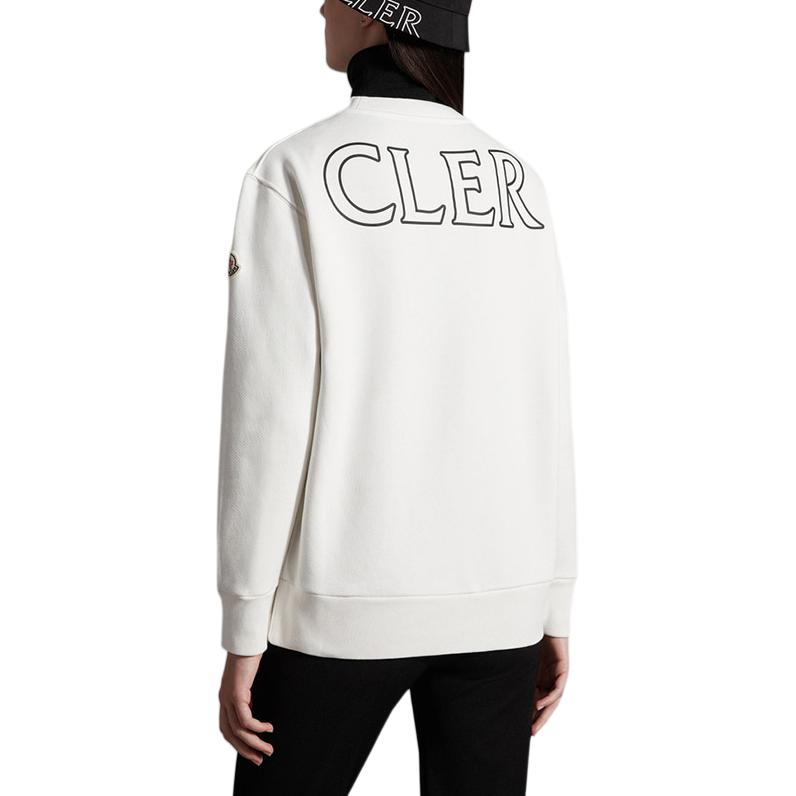 Lookbook 蒙克莱男女同款白色纯色字母印花圆领卫衣。 H20938G00029809KX034