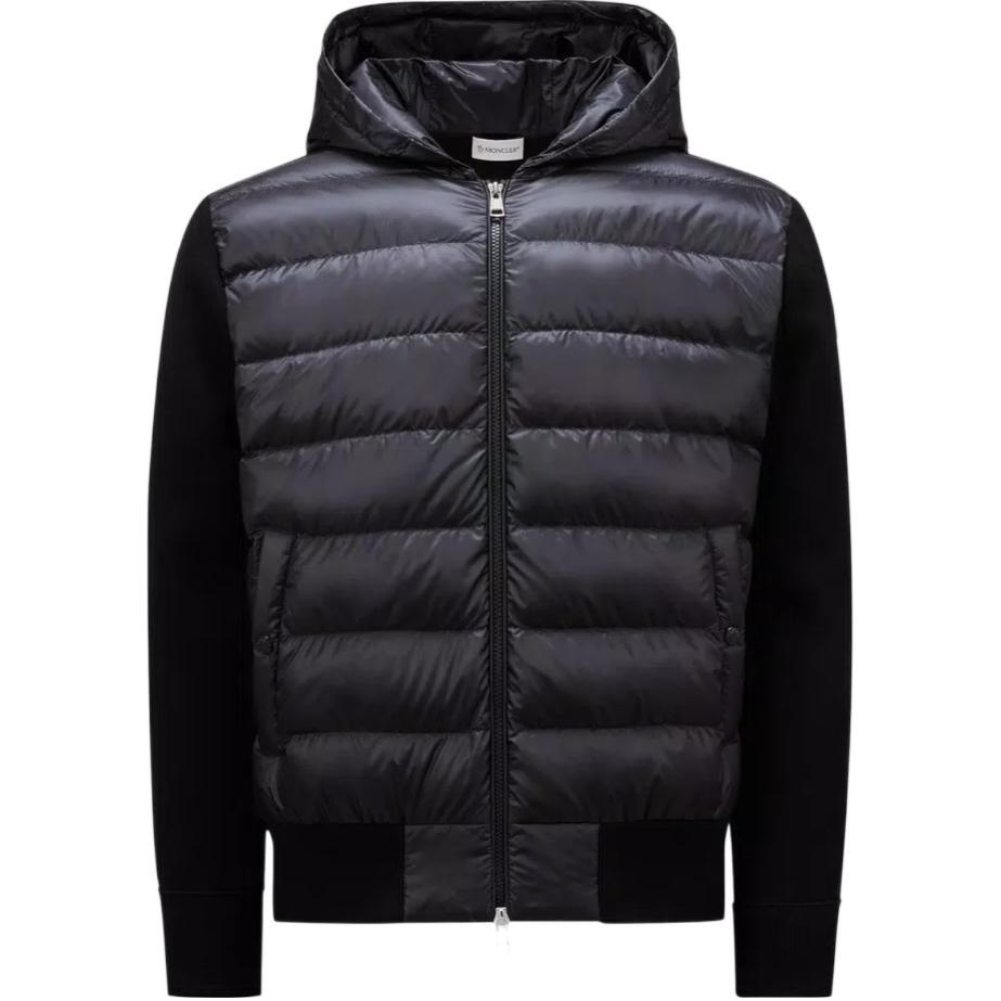 Order Moncler 男女羊毛羽絨連帽外套黑色條紋設計 J20919B00022M1131999