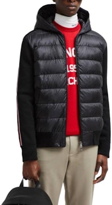 Moncler 男女羊毛羽絨連帽外套黑色條紋設計 J20919B00022M1131999 Shop Moncler 男女羊毛羽絨連帽外套黑色條紋設計 J20919B00022M1131999