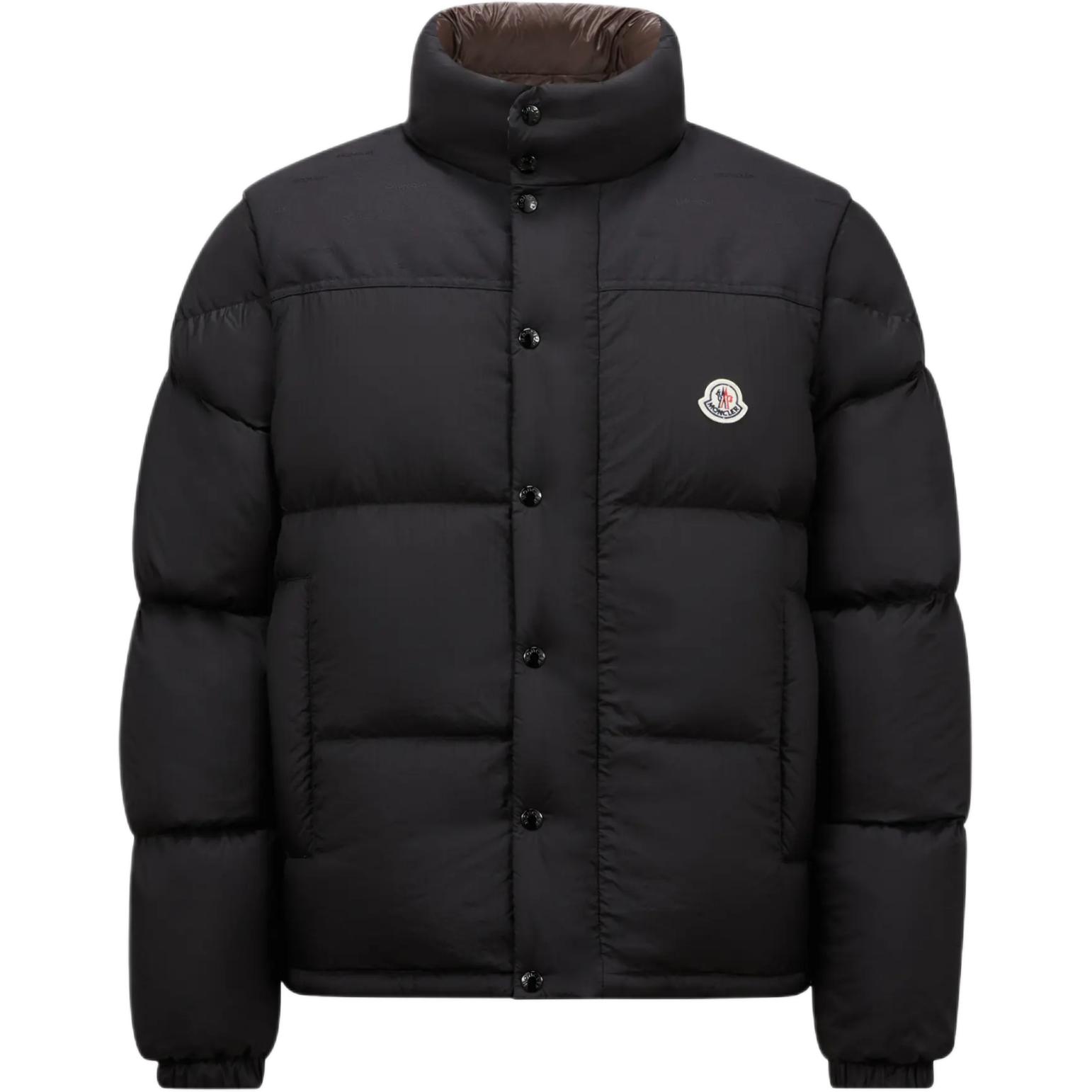 Moncler Verone FW24 Reversible Short Down Jacket with Detachable Sleeves Black/Brown J20911A002115985T999