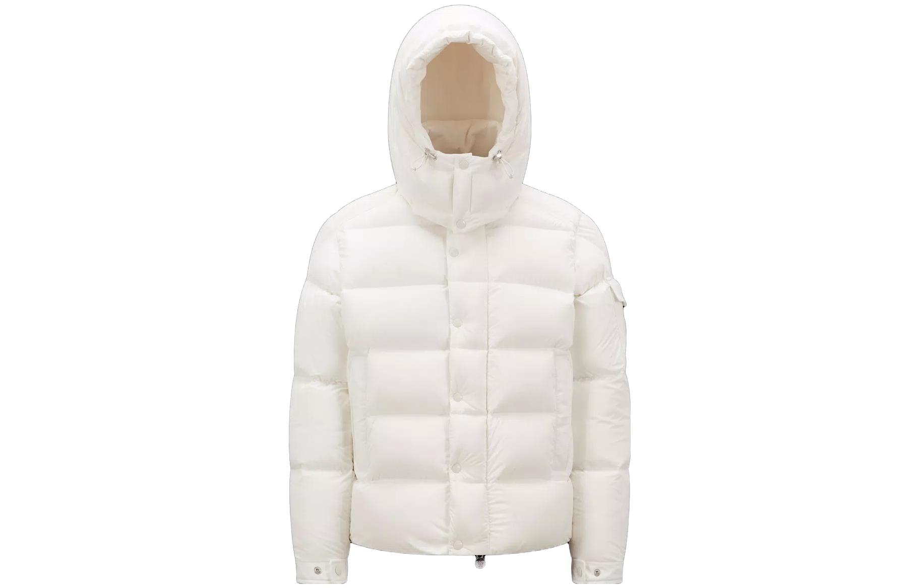 Moncler Vezere Short Down Jacket with Logo Print, Unisex Hooded Puffer - Off-White I20911A0004453333032 圖 2