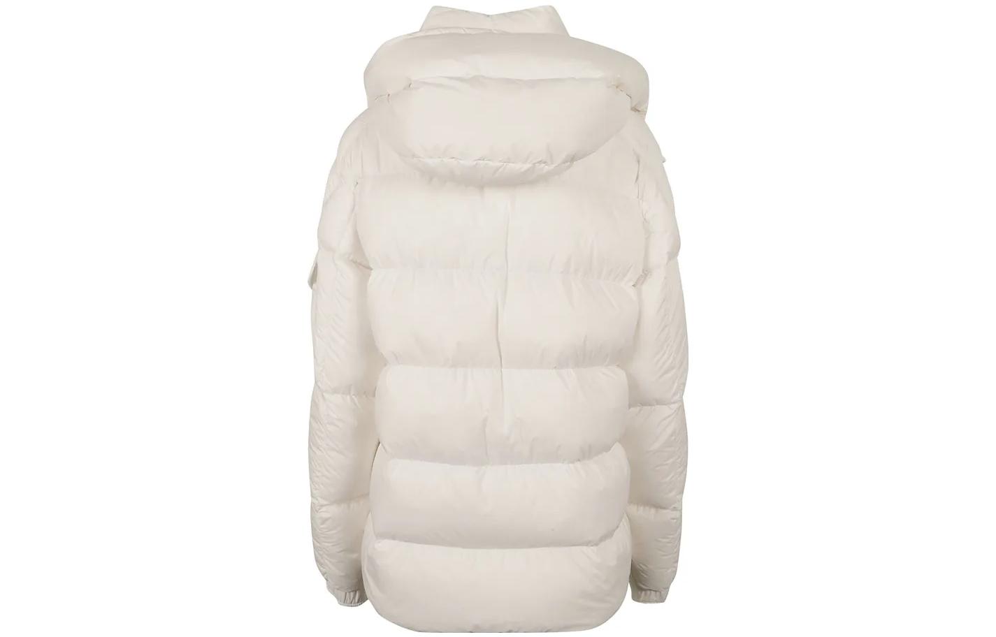 Moncler Vezere Short Down Jacket with Logo Print, Unisex Hooded Puffer - Off-White I20911A0004453333032 圖 3