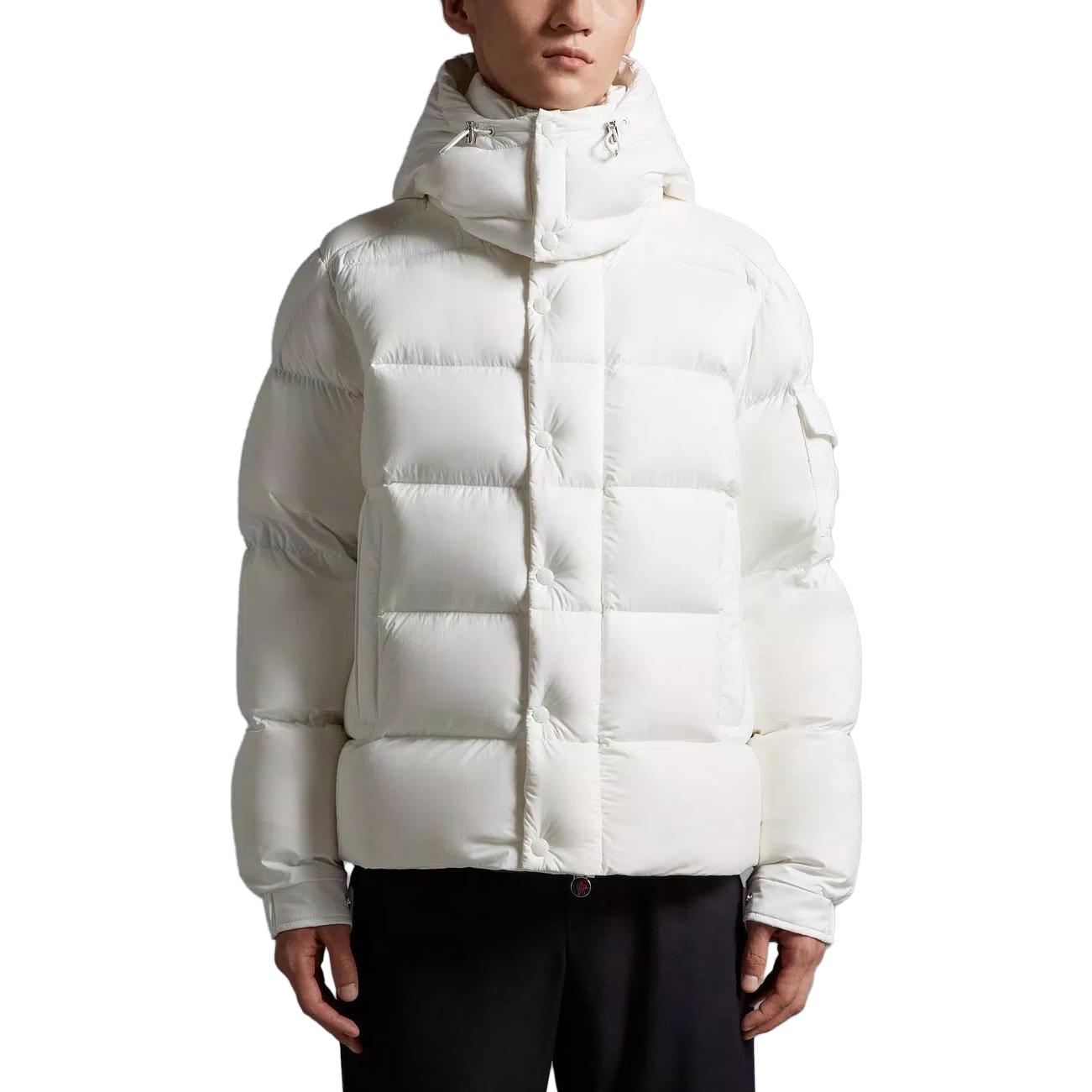 Moncler Vezere Short Down Jacket with Logo Print, Unisex Hooded Puffer - Off-White I20911A0004453333032 圖 4